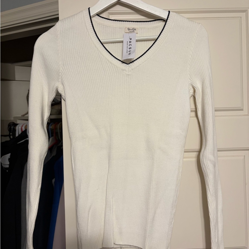Pacsun White and black Ribbed Top